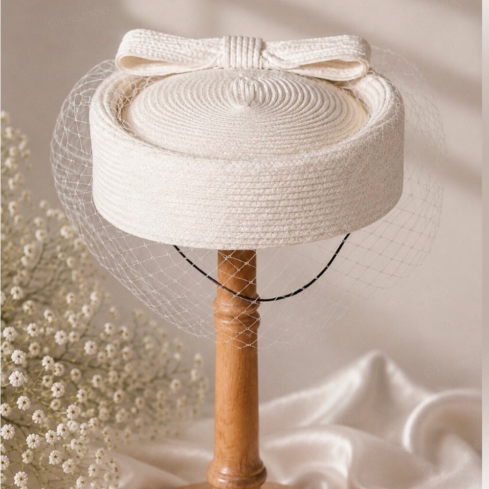 Classic Ivory Bridal Pillbox Fascinator | Birdcage Veil, Derby & Wedding Hat